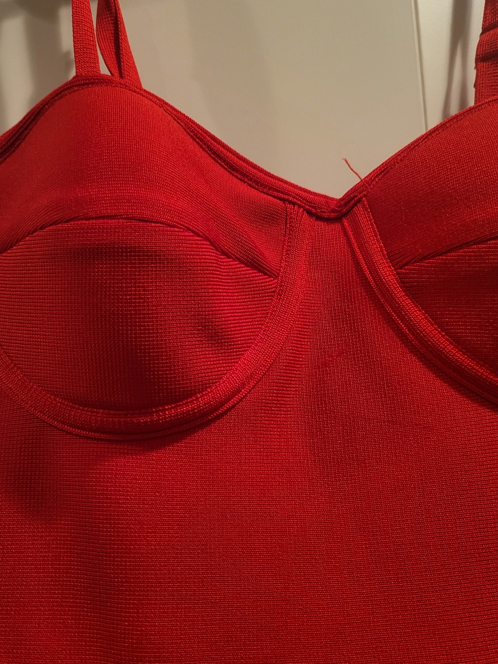 Red and Gold Bodycon Dress with Black Accents - Picture 3 of 5